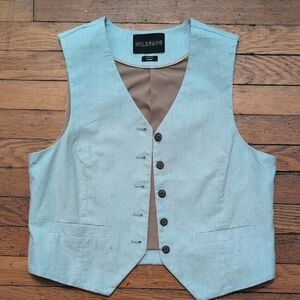 Wildfang Sky Blue Button-Up Vest